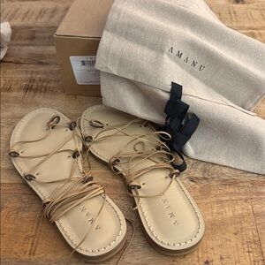 AMANU by ALC Women's SERENGETI leather gladiator Sandals made In Italy NWT 7/38